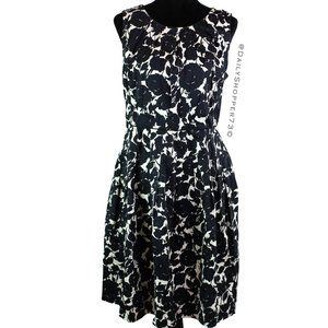 Talbots Black & White Floral Fit & Flare Tea Dress
